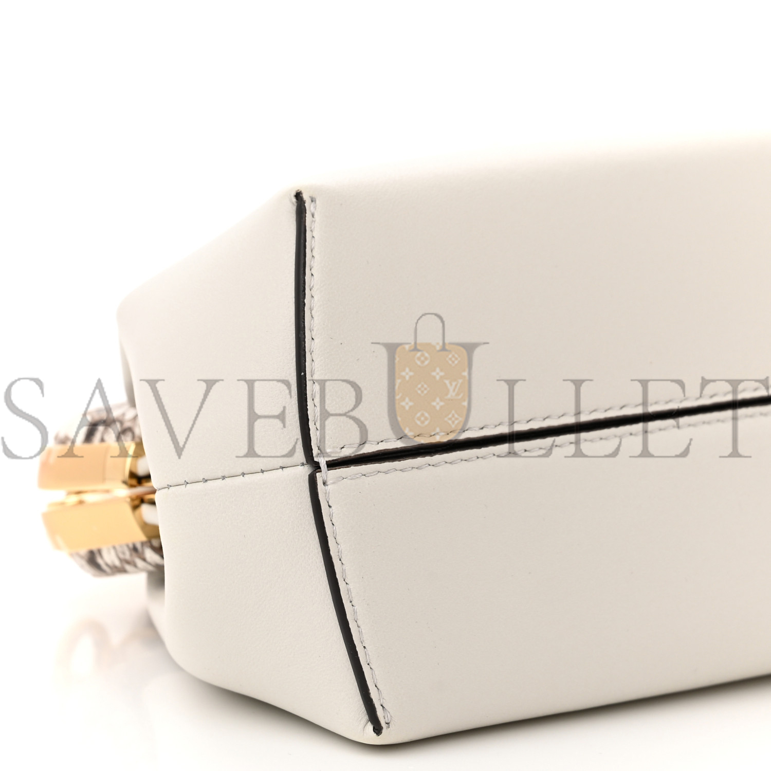 FENDI SHINY NAPPA SNAKESKIN SMALL FENDI FIRST WHITE ROCCIA (26*18*9.5cm)