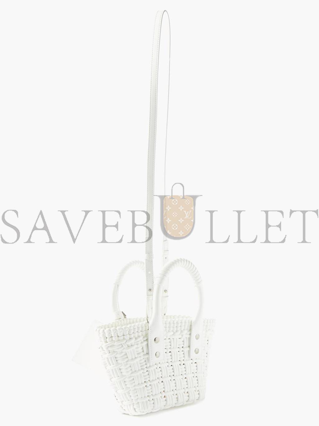 BALENCIAGA WHITE BISTRO XXS WOVEN FAUX-LEATHER BASKET BAG MATCHESFASHION US (25.4*14.9*8.6cm)