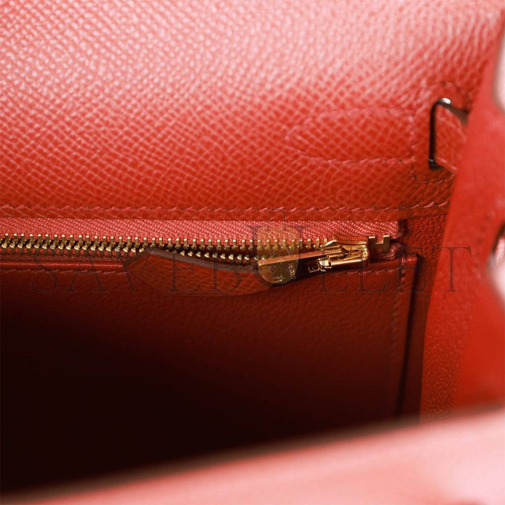 HERMES KELLY SELLIER 25 ROUGE VENETIAN EPSOM GOLD HARDWARE   (25*17*7cm)