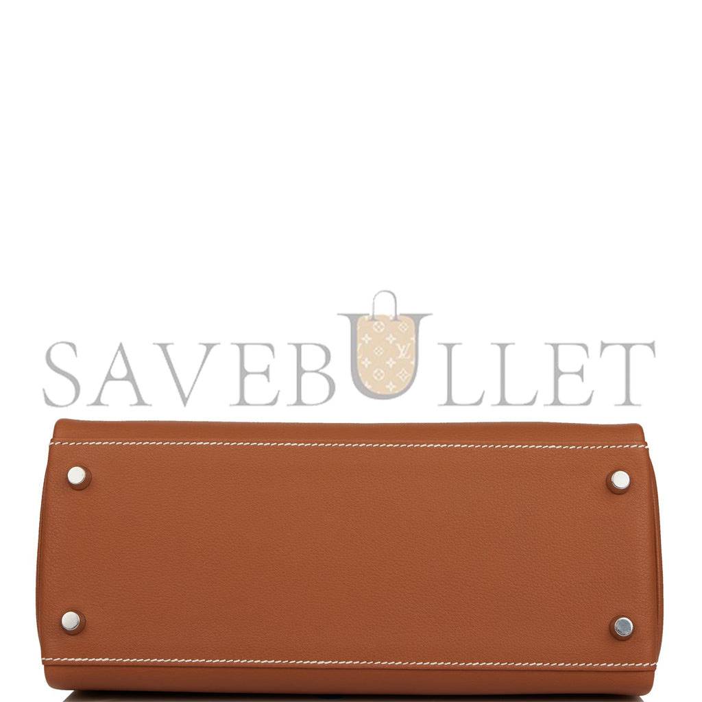 HERMES KELLY RETOURNE 28 GOLD EVERCOLOR PALLADIUM HARDWARE  (28*22*10cm)