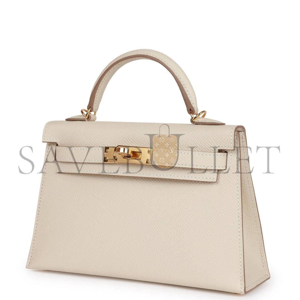 HERMES MINI KELLY SELLIER 20 CRAIE EPSOM GOLD HARDWARE (19*12*5.5cm)