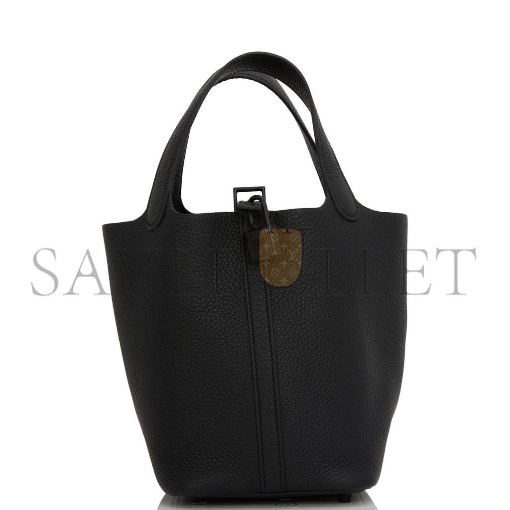 HERMES MONOCHROME PICOTIN 18 BLACK CLEMENCE BLACK HARDWARE (18*12*19cm)