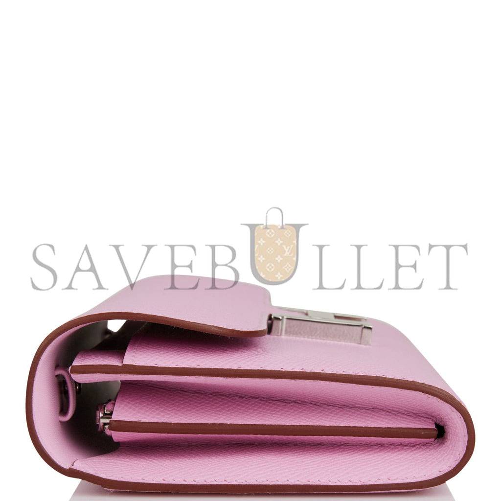 HERMES CONSTANCE WALLET TO GO MAUVE SYLVESTRE EPSOM PALLADIUM HARDWARE (22*11cm)