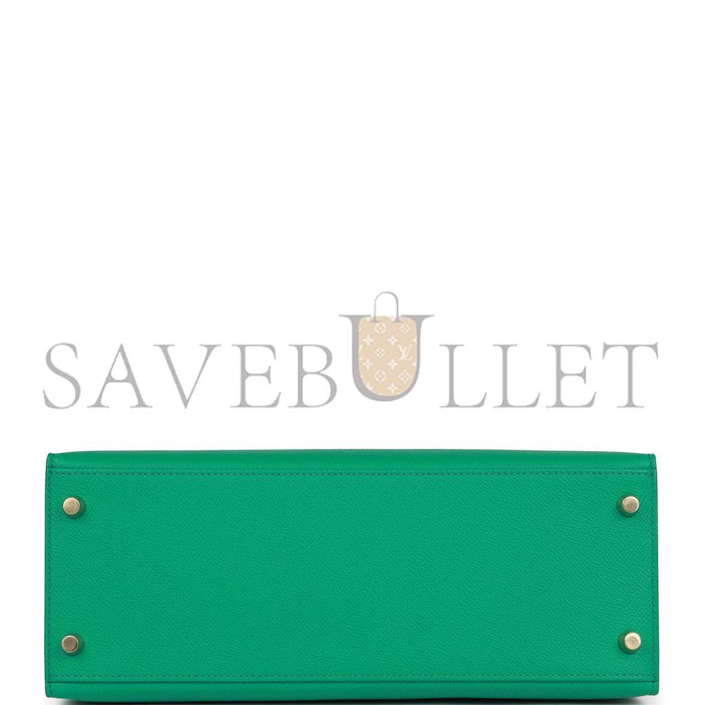 HERMES KELLY SELLIER 28 VERT JADE EPSOM GOLD HARDWARE (28*22*10cm)