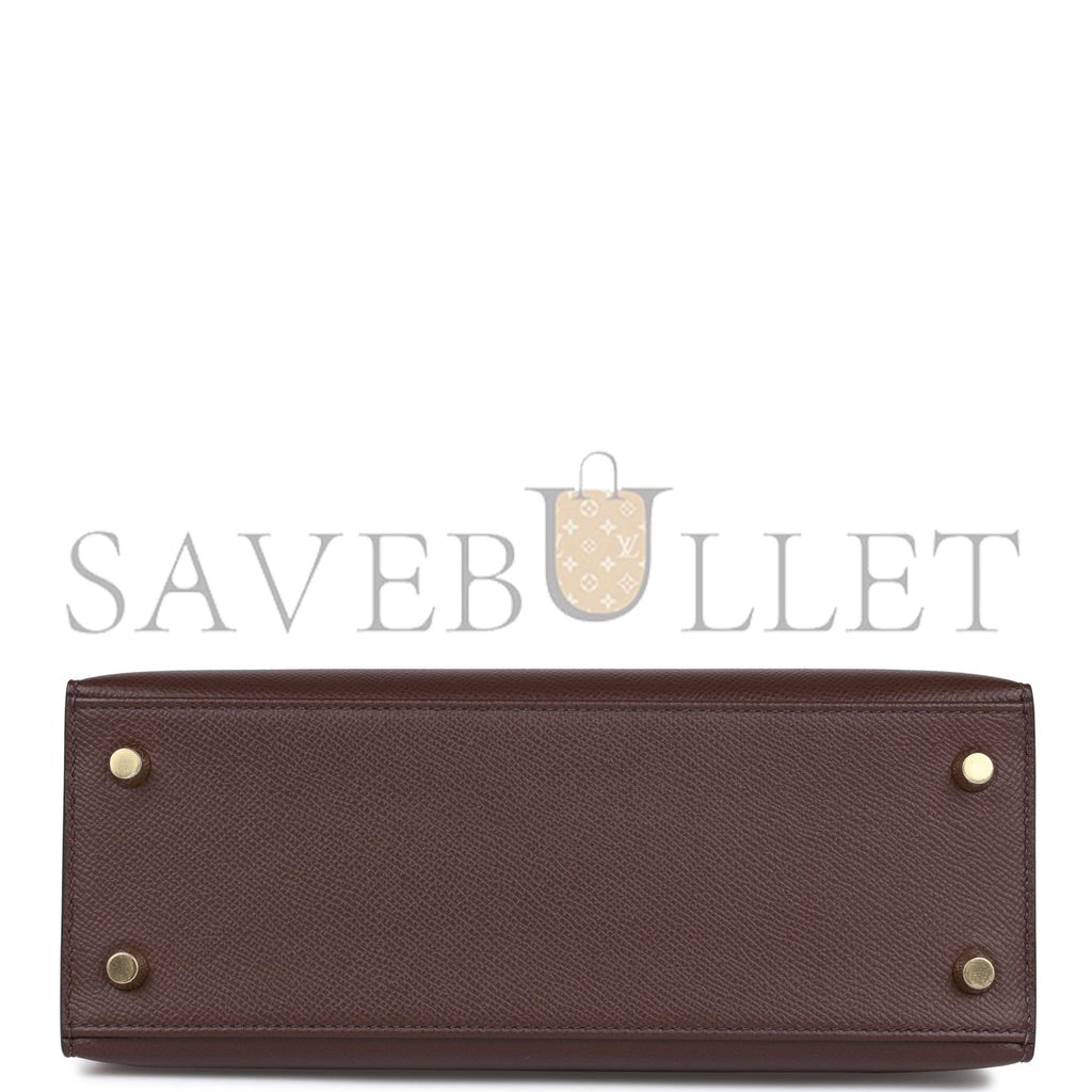 HERMES KELLY SELLIER 25 ROUGE SELLIER EPSOM GOLD HARDWARE HANDMADE  (25*17*7cm)