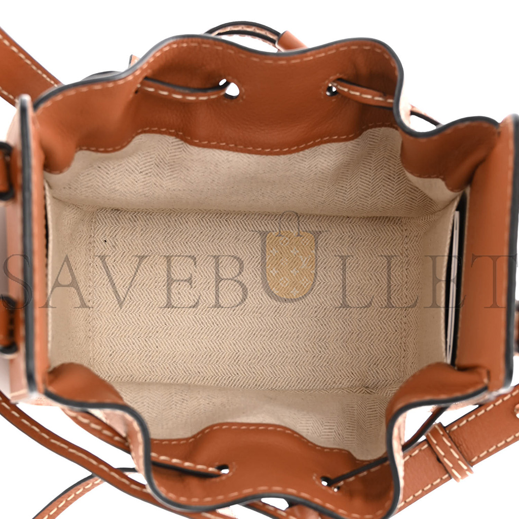 LOEWE CALFSKIN CANVAS MINI HAMMOCK SHOULDER BAG NATURAL TAN (19*17*10cm)