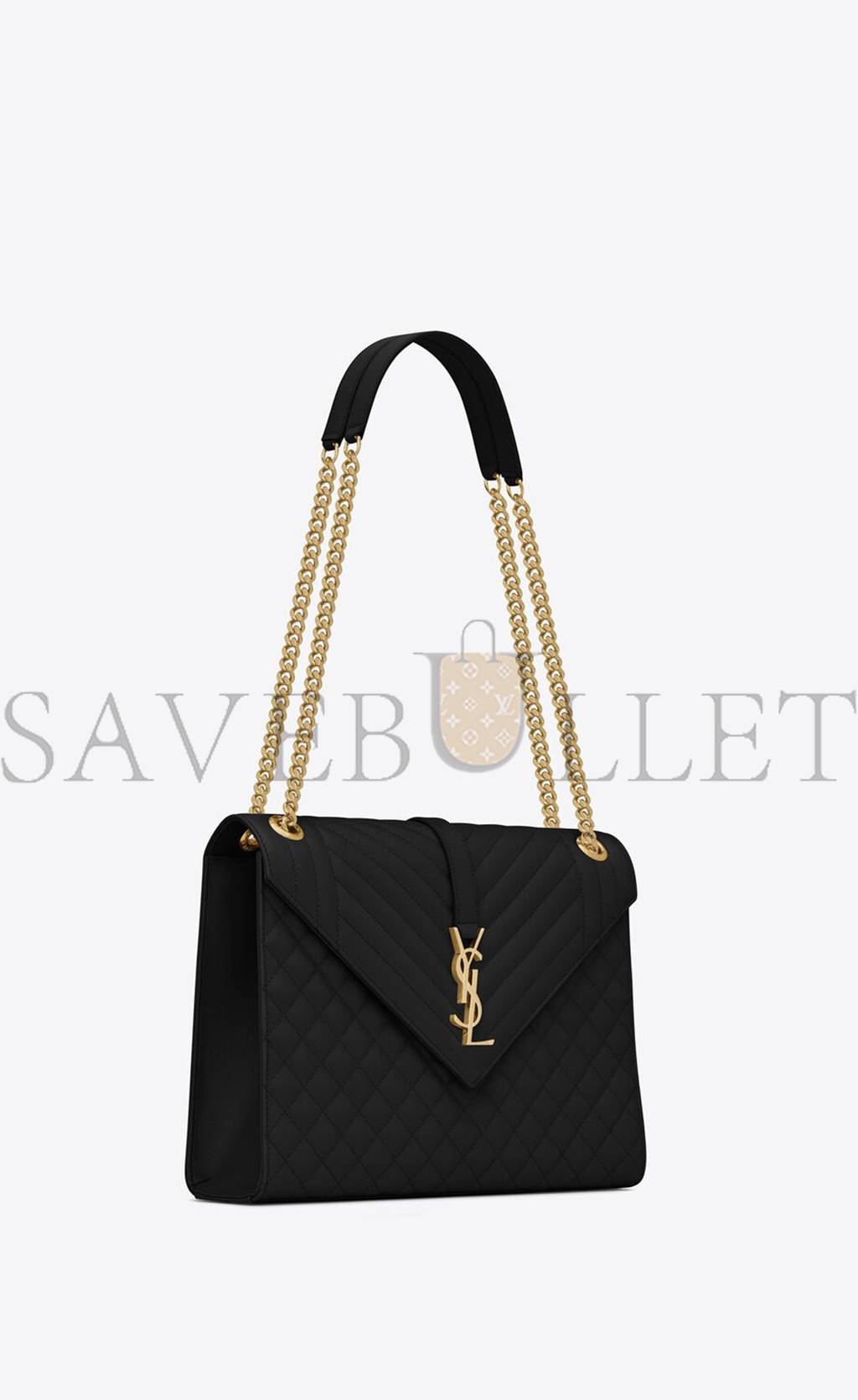 YSL ENVELOPE LARGE BAG IN MIX MATELASS&EACUTE; GRAIN DE POUDRE EMBOSSED LEATHER 600166BOW911000 (31*22*7.5cm)