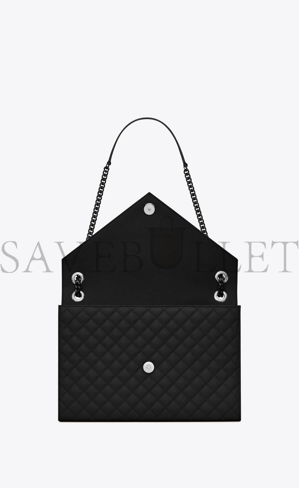 YSL ENVELOPE LARGE BAG IN MIX MATELASS&EACUTE; GRAIN DE POUDRE EMBOSSED LEATHER 600166BOW981000 (31*22*7.5cm)