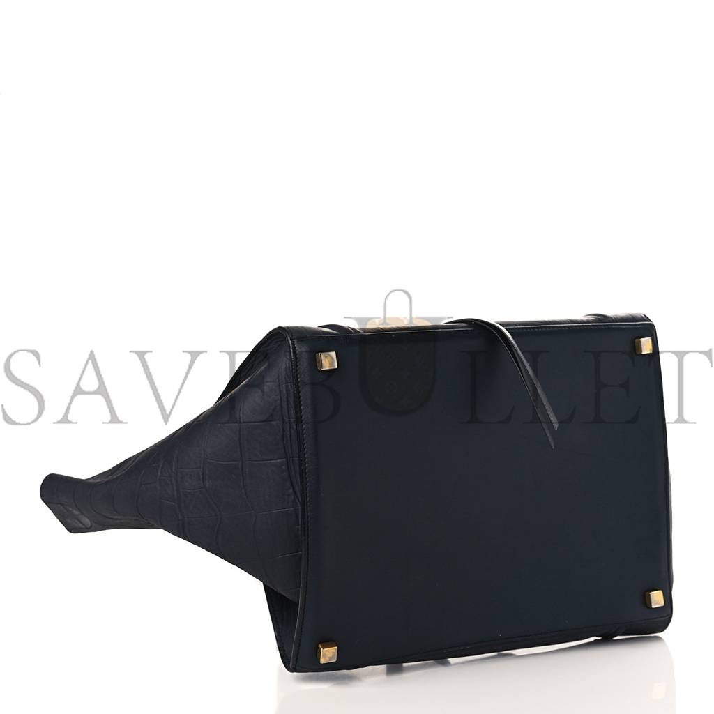 CELINE CROCODILE EMBOSSED CALFSKIN MEDIUM PHANTOM LUGGAGE NAVY BLUE (30*27*24cm)