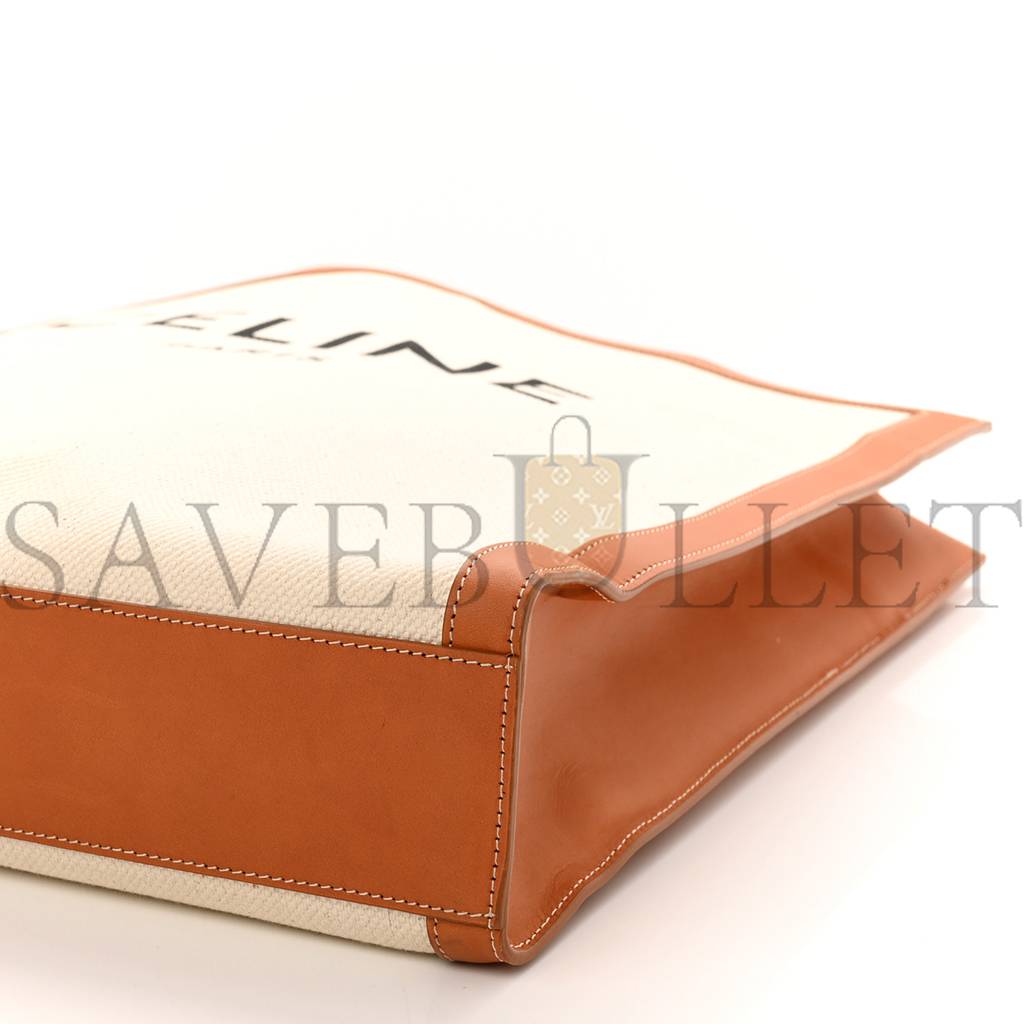 CELINE CANVAS CALFSKIN LOGO PRINT VERTICAL CABAS NATURAL TAN (39*36*9cm)