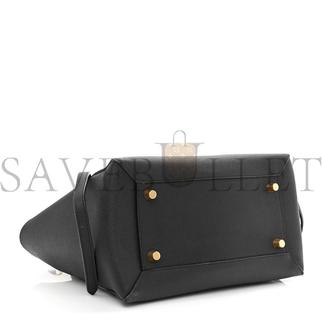 CELINE GRAINED CALFSKIN MINI BELT BAG BLACK (28*25*16cm)