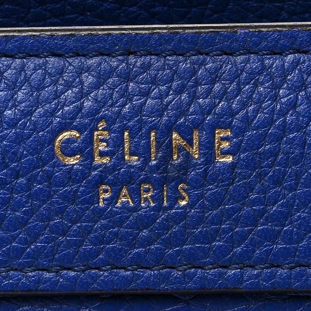 CELINE DRUMMED CALFSKIN NANO LUGGAGE INDIGO (20*19*10cm)