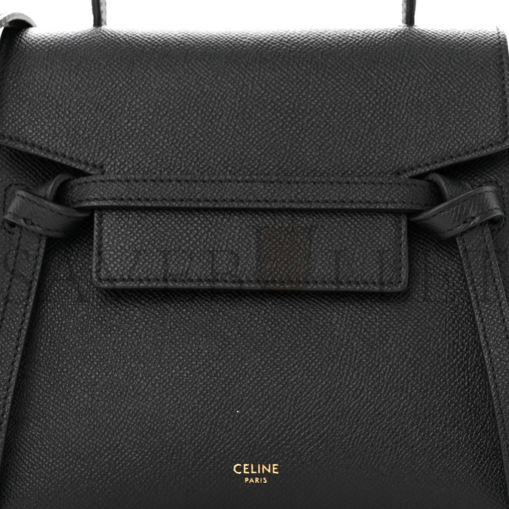 CELINE GRAINED CALFSKIN NANO BELT BAG BLACK (20*15*10cm)