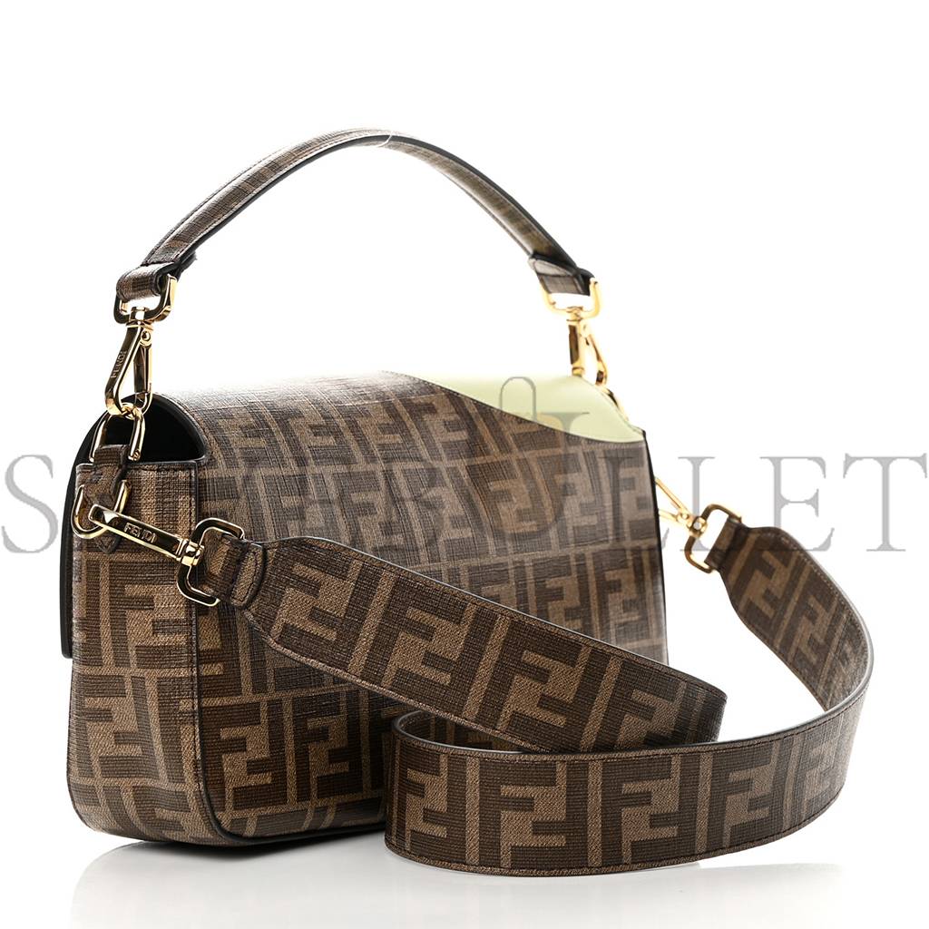 FENDI GLAZED FABRIC FF 1974 HAIRDO GIRLS INLAY BAGUETTE MOGANO PANNA MULTICOLOR (27*15*6cm)